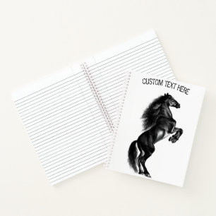 Upright Black Wild Horse Notebook Custom Text