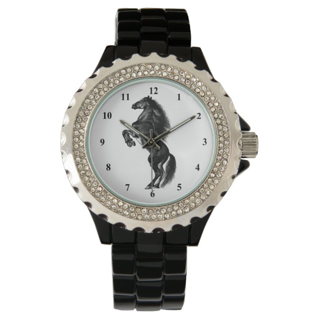 Upright Black Wild Horse Watch (Front)