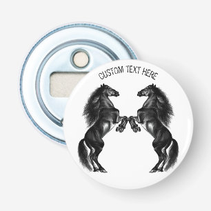 Upright Black Wild Horses - Add Your Text / Colour Bottle Opener