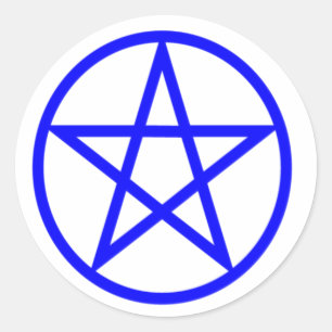 Upright Blue Pentagram Classic Round Sticker