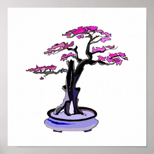 Upright Deadwood Bonsai Purple Poster (Front)