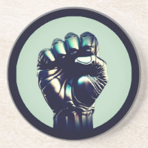 UPRIGHT FIST 2a Circle Stone Coaster