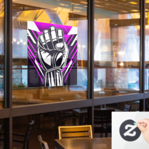 UPRIGHT FIST Comic-scope Window Cling