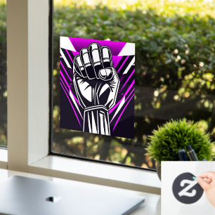 UPRIGHT FIST Comic-scope Window Cling