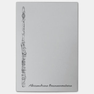 Upright Flute Sketch Customisable Name Post-it Notes