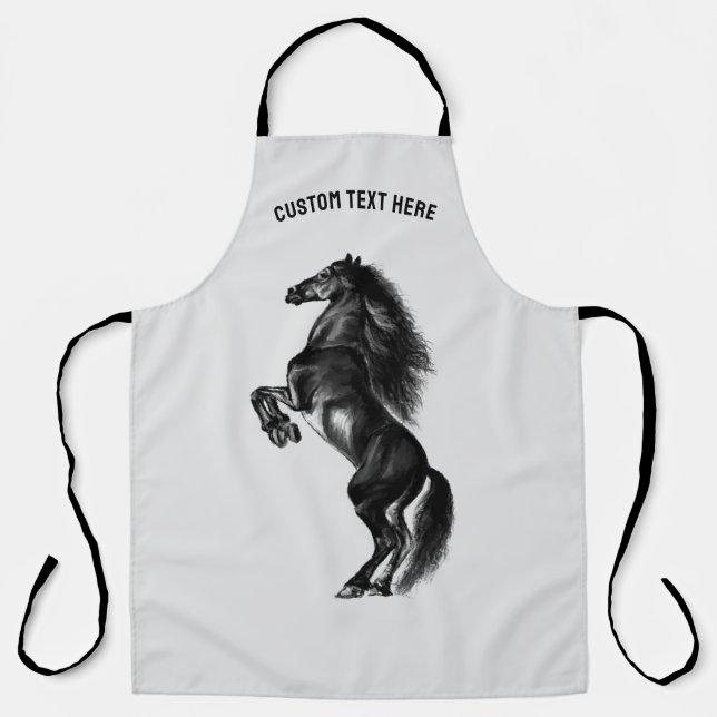 Upright Horse Apron Gift with Custom Text Name (Front)
