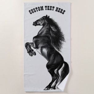 Upright Horse Beach Towel Gift with Custom Text