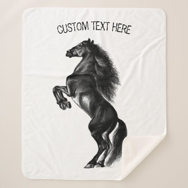 Upright Horse Sherpa Blanket Custom Text and Colou (Front)