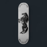 Upright Horse Skateboard with Custom Text<br><div class="desc">Skateboard with Personalised Text and Colours - Upright Black Wild Horse - Painting - Choose / Add Your Unique Text / Name / Colour - Make Your Special Gift - Resize and move or remove and add elements / text with customisation tool ! Painting and Design by MIGNED. Please see...</div>