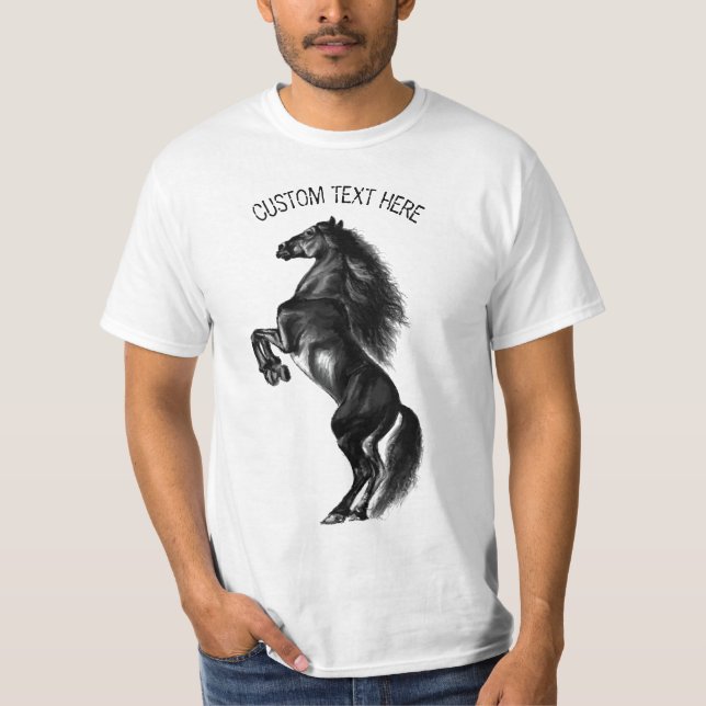 Upright Horse T-Shirt with Custom Text (Front)