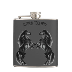 Upright Horses Flask with Custom Text