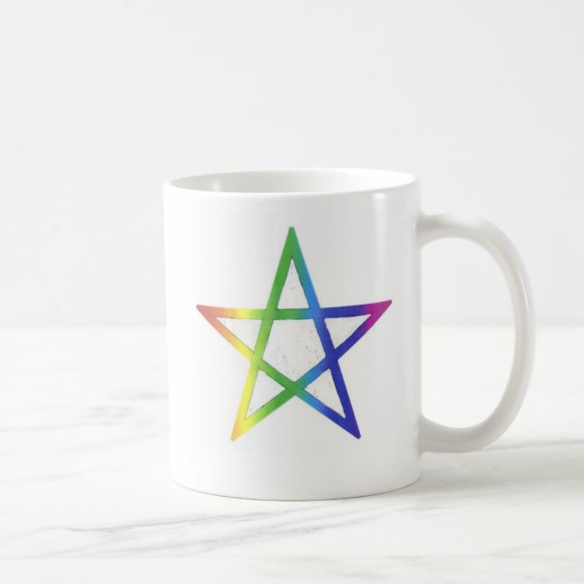 Upright rainbow pentagram mug (Right)
