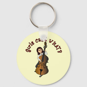 Upright String Double Bass Girl Key Ring