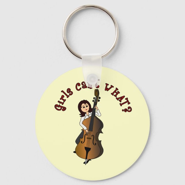 Upright String Double Bass Girl Key Ring (Front)