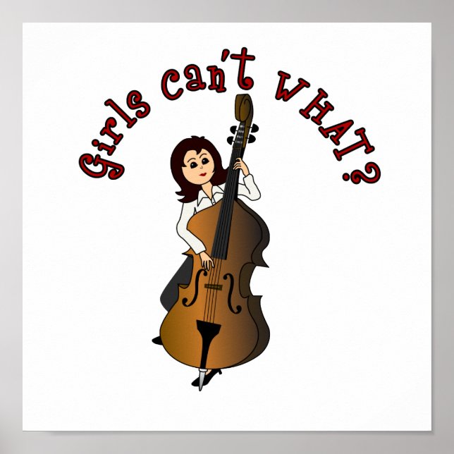 Upright String Double Bass Girl Poster (Front)