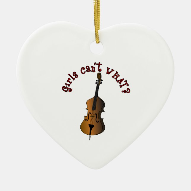 Upright String Double Bass Player Ceramic Ornament (Front)