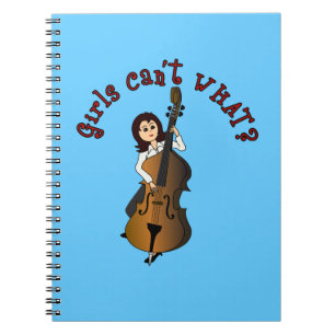 Upright String Double Bass Player Girl Notebook