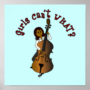 Upright String Double Bass Player Woman Poster