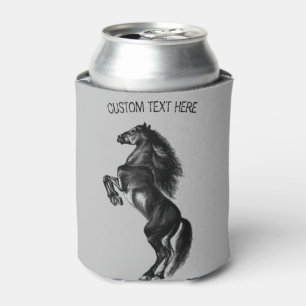 Upright Wild Horse Can Cooler with Custom Text