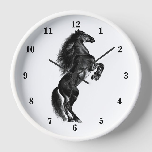 Upright Wild Horse Wall Clock - Custom Colours (Front)