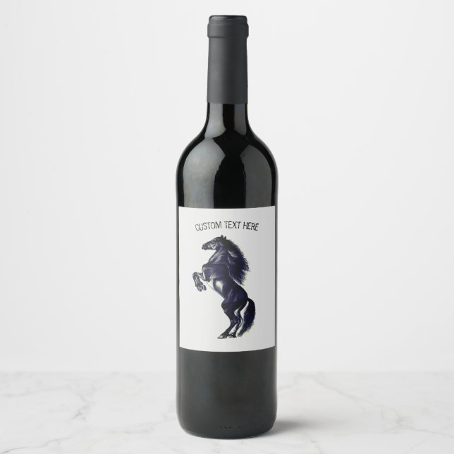 Upright Wild Horse Wine Label with Custom Text (Front)