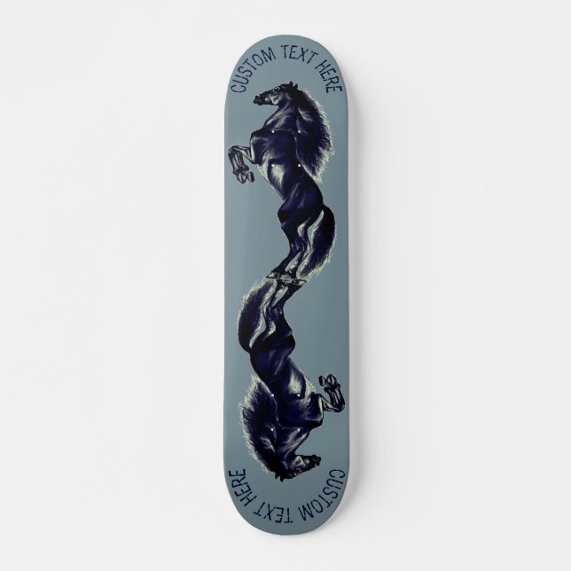 Upright Wild Horses Custom Text Scateboard Gift Skateboard (Front)