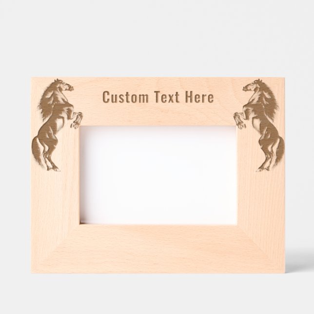 Upright Wild Horses Etched Frames with Custom Text (Front)