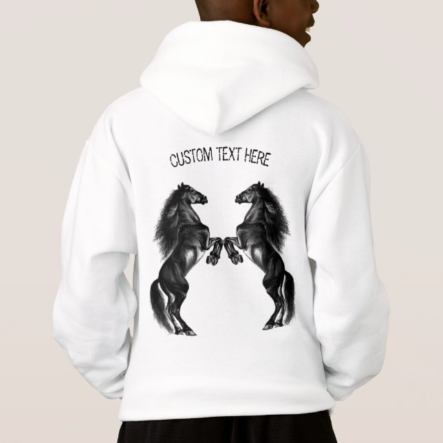 Upright Wild Horses Hoodie with Custom Text (Back)
