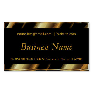 Upscale Black & Gold Diagonal Stripes Magnetic Business Card