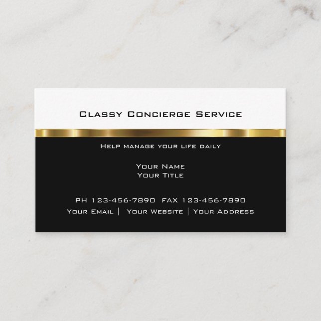 Upscale Concierge Businesscards Business Card (Front)