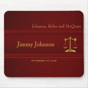 Upscale Deep Red Leather - Lawyer Design Mouse Pad