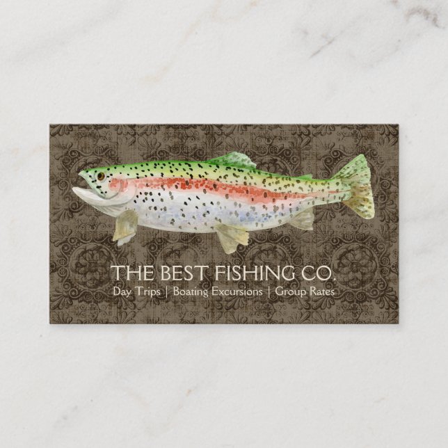 Upscale Fishing Charter Boat Guide Business Fish Card (Front)
