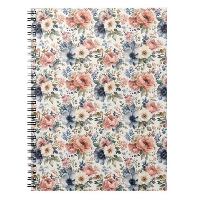 Upscale Hand-Painted Watercolor Clusters Notebook (Front)