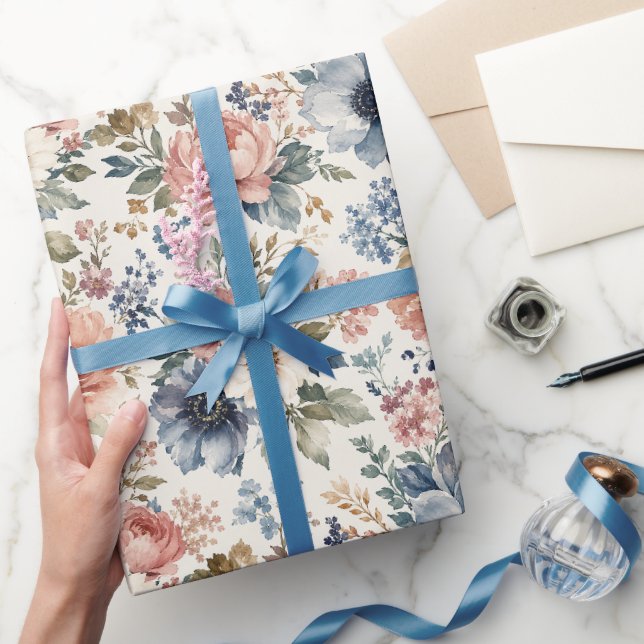 Upscale Hand-Painted Watercolor Clusters Wrapping Paper (Gifting)