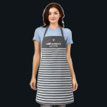Upscale Heart Monogram with Modern Stripes Apron<br><div class="desc">This design includes a trendy white striped pattern and cute pink heart - If your art still needs to be adjusted,  click on the Customise This button. This will take you to a design area where you can move things around and even change fonts or colour.</div>