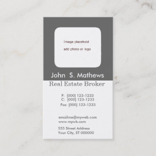 Upscale Image Photo Holder Neutral Grey Corporate Business Card