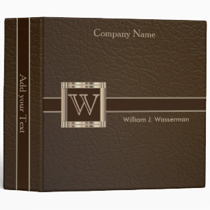 Upscale Monogram Chocolate Leather 2" Design 3 Ring Binder