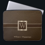 Upscale Monogram Chocolate Leather Laptop Sleeve<br><div class="desc">Laptop Sleeve. Upscale Monogram Chocolate Leather design with DIY Text. Matching products available. ⭐This Product is 100% Customisable. Graphics and text can be deleted, moved, resized, changed around, rotated, etc... ⭐99% of my designs in my store are done in layers. This makes it easy for you to resize and move...</div>