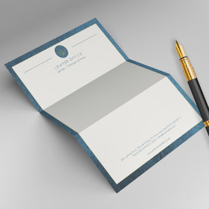 Upscale office blue leather look and gold lawyer custom letterhead