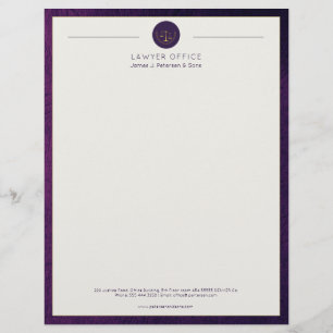Upscale office purple leather look and gold lawyer custom letterhead