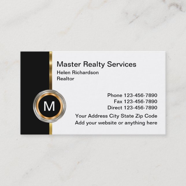 Upscale Real Estate Design Business Card (Front)