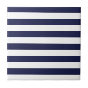 Upscale Venetian Venice Blue White Stripe Pattern Ceramic Tile