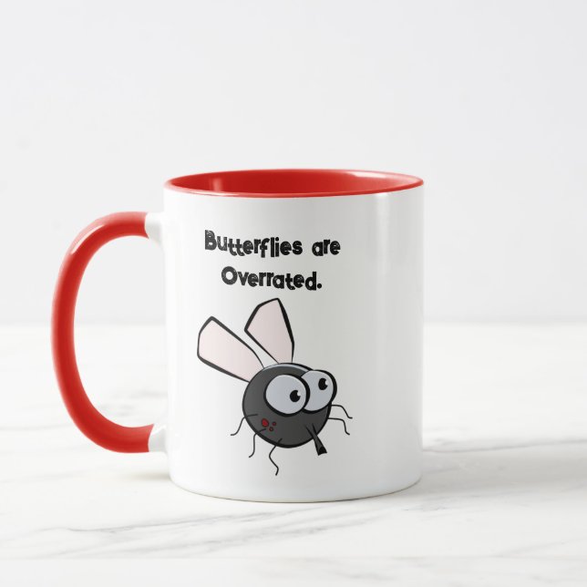 Upset Mosquito Thinks He's Cute Funny Bug Cartoon Mug (Left)