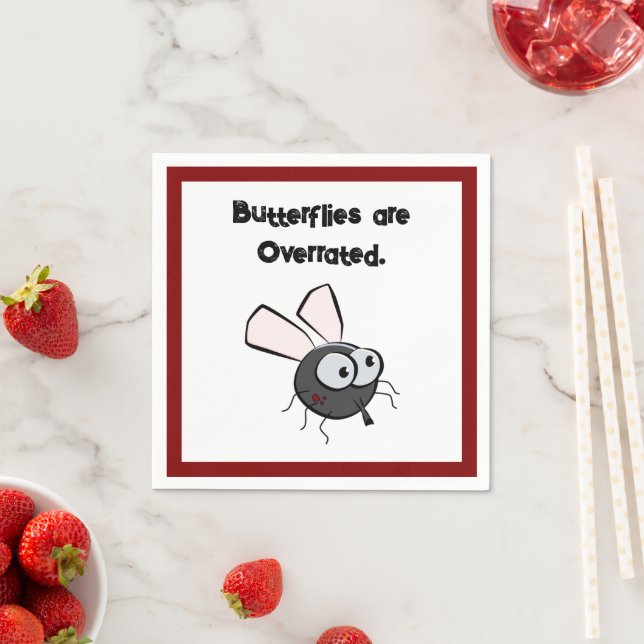 Upset Mosquito Thinks He's Cute Funny Bug Cartoon Napkin (Insitu)