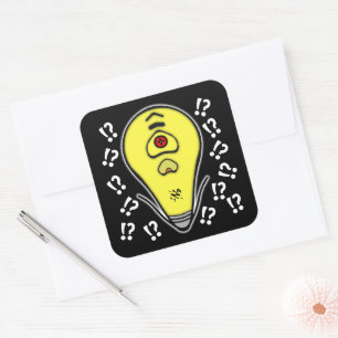 Upset yellow light bulb v1.1 square sticker