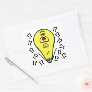 Upset yellow light bulb v1 square sticker