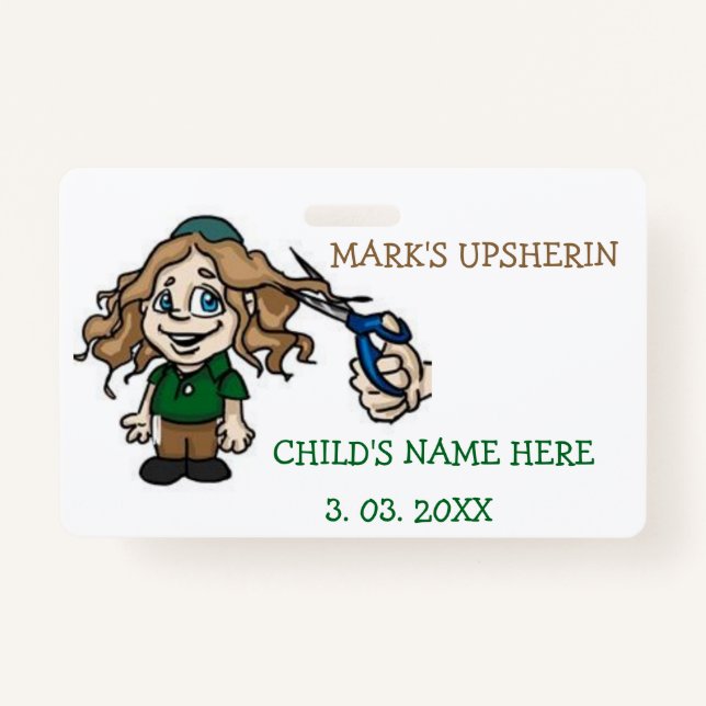 Upsherin I.D Badge Invitation Birthday ID Badge (Front)