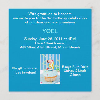 Upsherin Invitation - Blue Cupcake - Aleph Bais