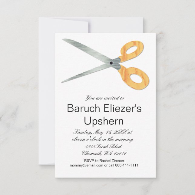 Upshernish Invitation Upshern Upsherin Invitations (Front)