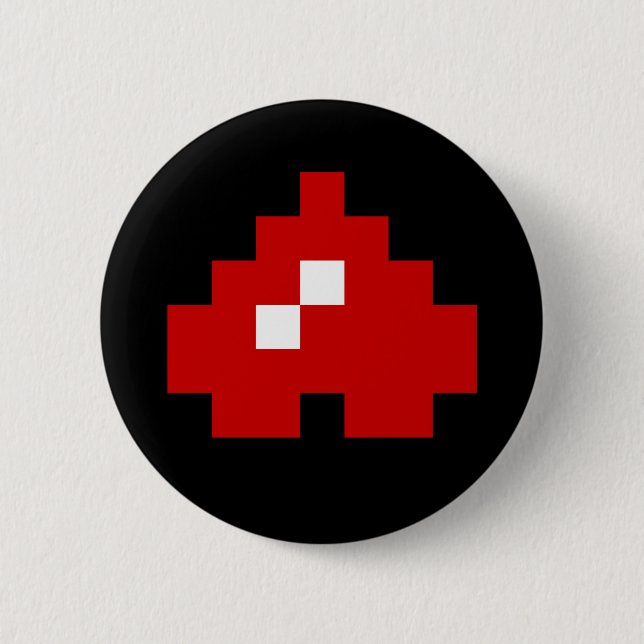Upside Down 8 Bit Pixel Heart 6 Cm Round Badge (Front)